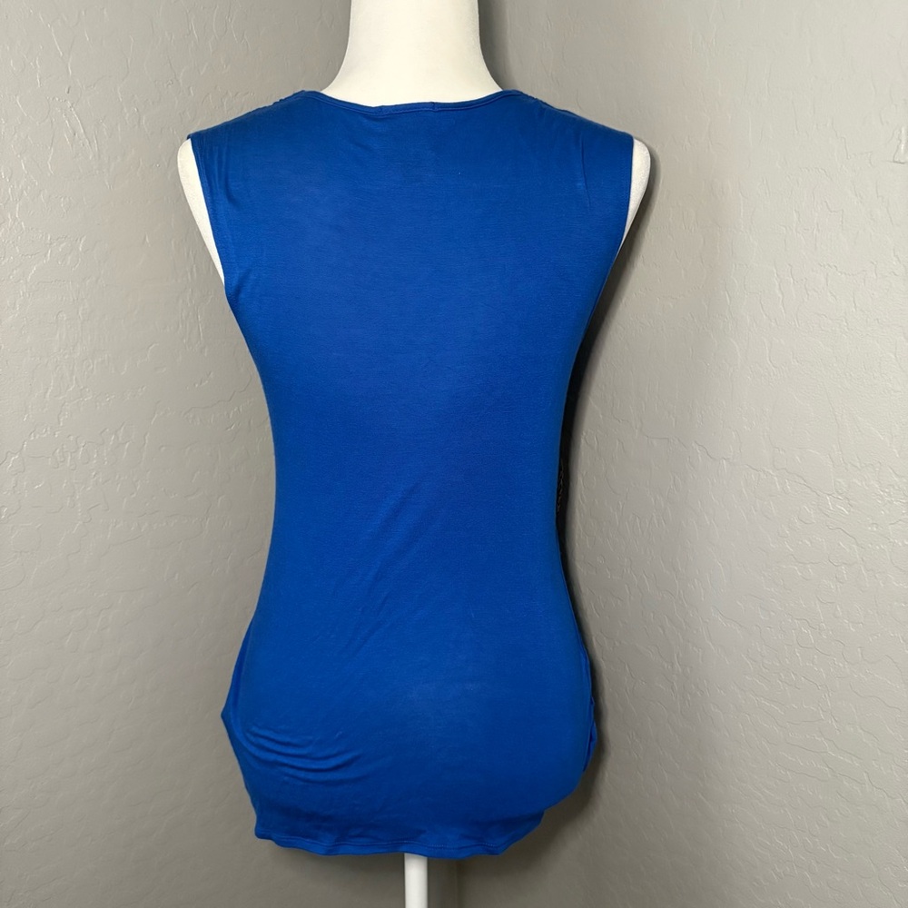 2B Bebe Y2K Cobalt Blue Sleeveless Blouse with Black Belt Size‎ M - Picture 2 of 6